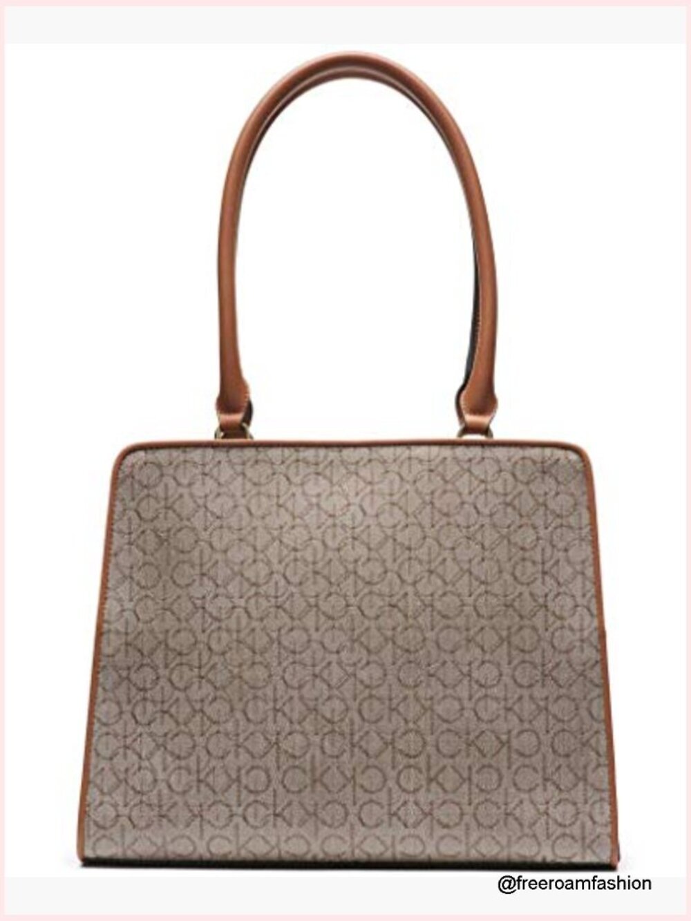 Textured Logo Tote with Multiple Pockets, Lightweight PVC, One Size - Picture 3 of 7
